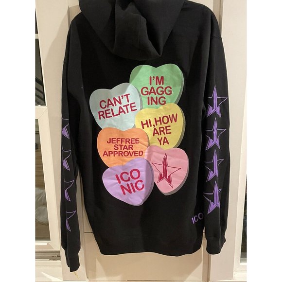Jeffree Star Cosmetics 5 Year Anniversary Candy Hearts Hoodie Sweatshirt Black L - Picture 4 of 6